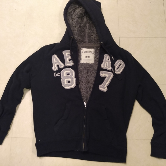 Aeropostale Other - Navy Aeropostale Grey Fur Lined Hoodie